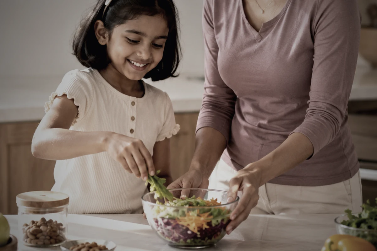 A real-life family food preparation moment